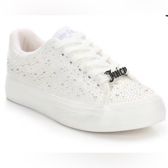 Juicy Couture Shoes - Juicy Couture Alanis B Studded Lace-up Glam Sneakers Pearl White 7.5
